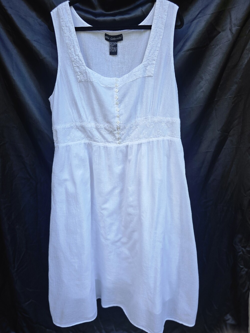 Size 2X Sleeveless Eyelet Sundress 100% Cotton In Pure White